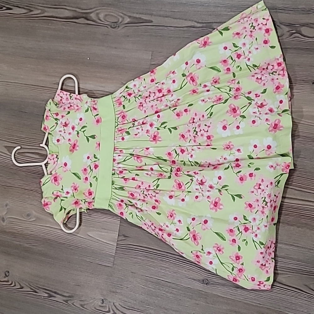 Gymboree Green Floral Kids Dress with Pink Accents